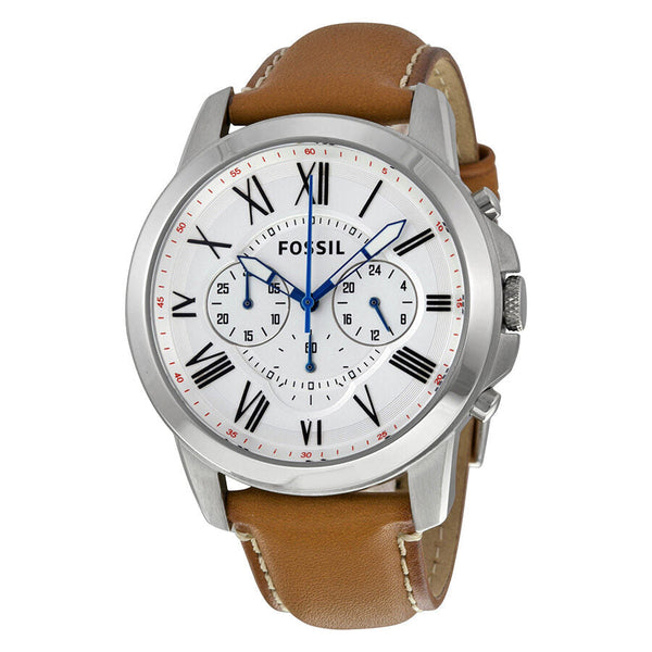 Fossil Grant Chronograph White Dial Tan Leather Men's Watch FS5060 - The Watches Men & CO