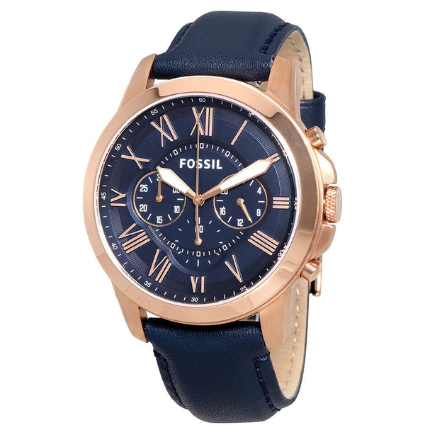 Fossil Grant Multi-Function Navy Dial Navy Leather Men's Watch FS4835 - The Watches Men & CO
