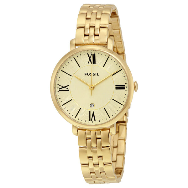 Fossil Jacqueline Champagne Dial Gold-tone Ladies Watch #ES3434 - The Watches Men & CO