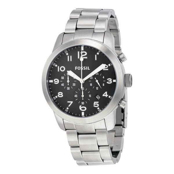 Fossil Pilot 54 Black Dial Men's Stainless Steel Chronograph Watch FS5141 - The Watches Men & CO