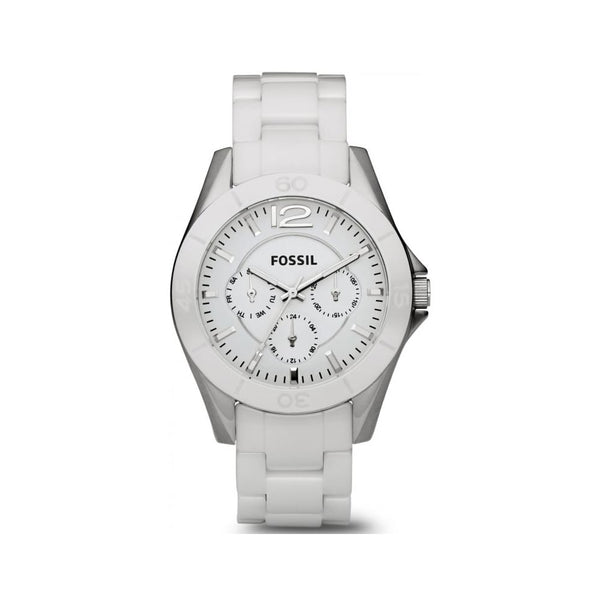 Fossil White Dial Ceramic Bracelet Ladies Watch  CE1002 - The Watches Men & CO