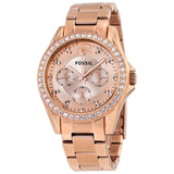 Fossil Riley Multi-Function Rose Gold-plated Ladies Watch #ES2811 - The Watches Men & CO