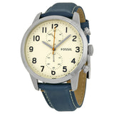 Fossil Townsman Chronograph White Dial Blue Leather Men's Watch FS4932 - The Watches Men & CO