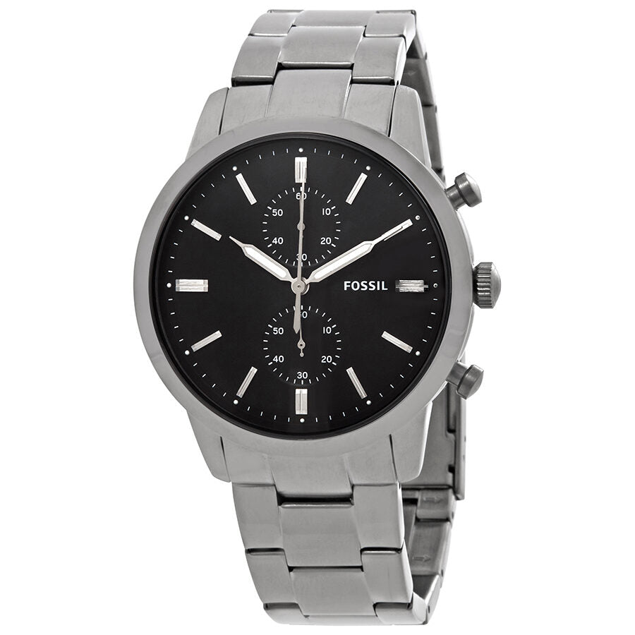 Fossil Townsman chronograph watch with black dial and stainless steel bracelet