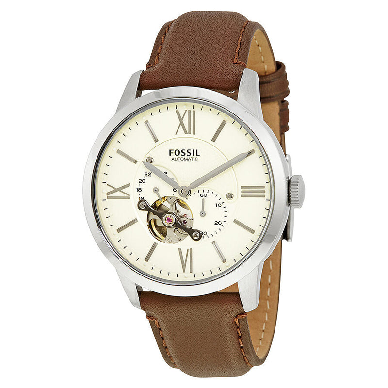 Fossil Townsman Mechanical Cream Dial Brown Leather Men's Watch ME3064 - The Watches Men & CO