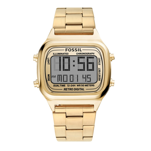 Fossil Retro Digital Gold-Tone Stainless Steel Men's Watch FS5843