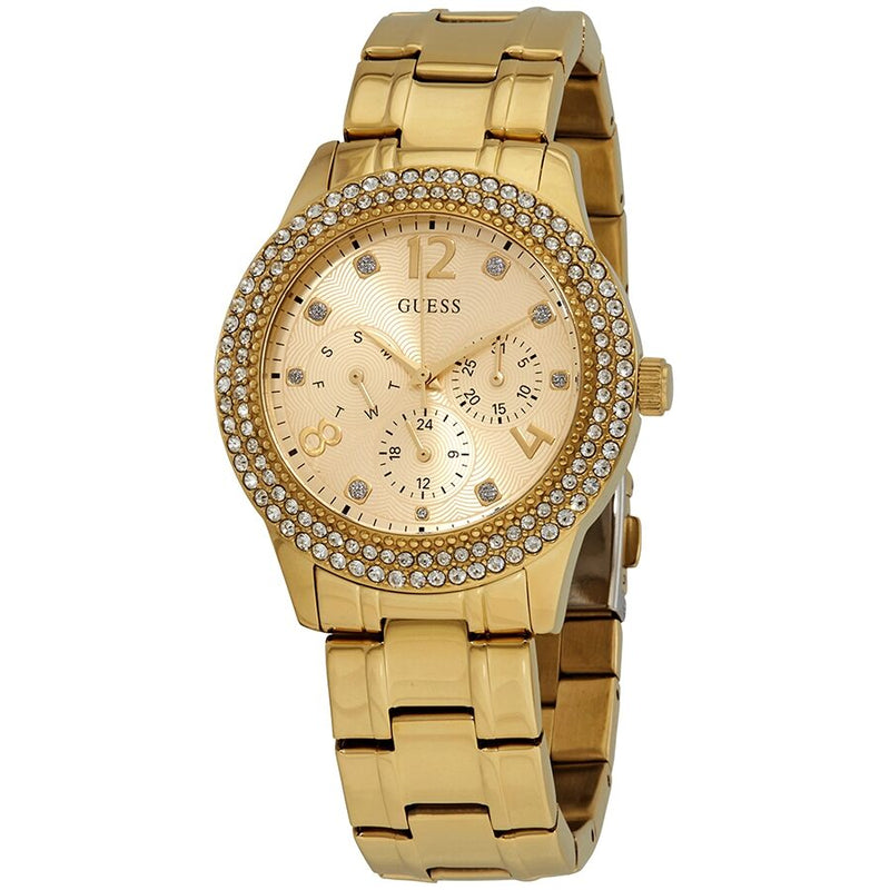 Guess Bedazzle Quartz Crystal Gold Dial Ladies Watch W1097L2 - The Watches Men & CO