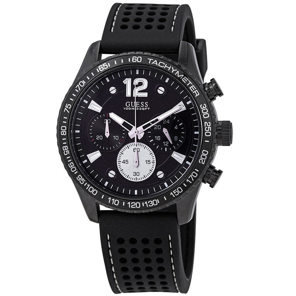 Guess Fleet Chronograph Black Dial Black Silicone Men's Watch W0971G1 - The Watches Men & CO