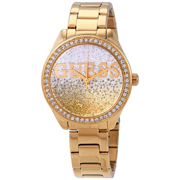 Guess Glitter Girl Gold and Silver Glitter Dial Ladies Watch W0987L2 - The Watches Men & CO