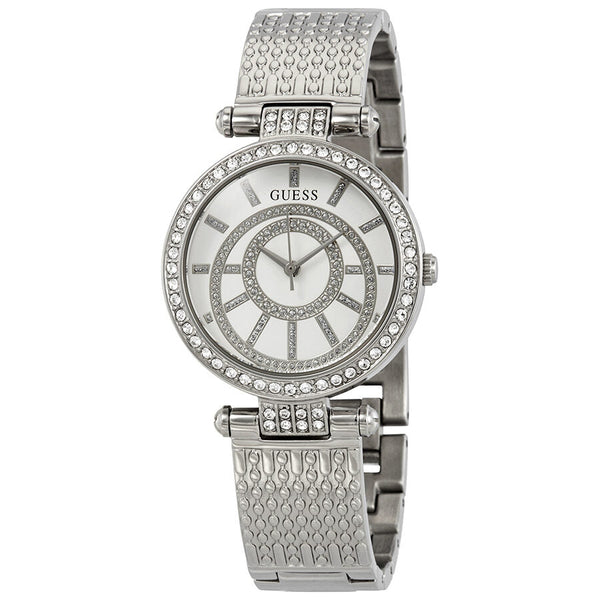 Guess Muse Crystal Silver Dial Ladies Watch W1008L1 - The Watches Men & CO