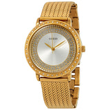 Guess Willow Crystal Silver Dial Yellow Gold PVD Ladies Watch W0836L3 - The Watches Men & CO