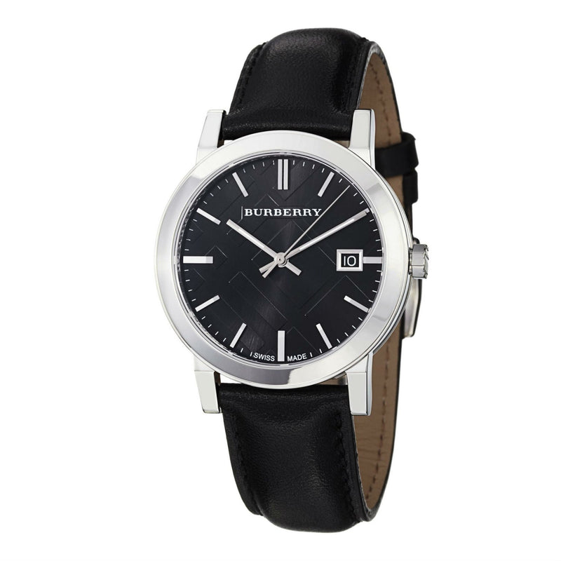 Burberry City Black Dial Black Leather Men's Watch BU9009