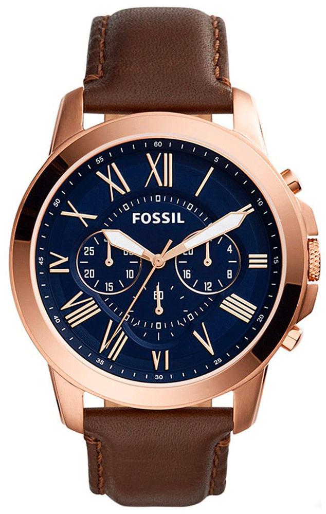 Fossil Grant Blue Dial Brown Strap Chronograph Men's Watch  FS5188 - The Watches Men & CO
