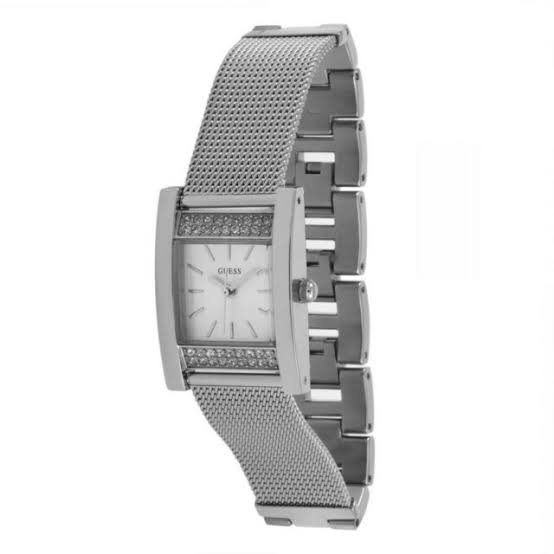 Guess Nouveau Diamond Silver Dial Ladies Watch  W0127L1 - The Watches Men & CO