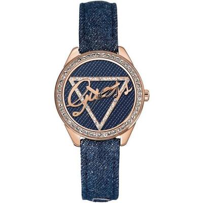 Guess Little Flirt Blue Dial Leather Strap Ladies Watch  W0456L6 - The Watches Men & CO