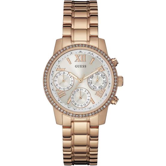 Guess Mini Sunrise Diamond Rose Gold Ladies Watch  W0623L2 - The Watches Men & CO