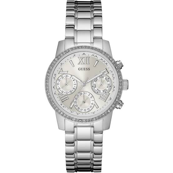 Guess Mini Sunrise Diamond Silver-Tone Ladies Watch  W0623L1 - The Watches Men & CO