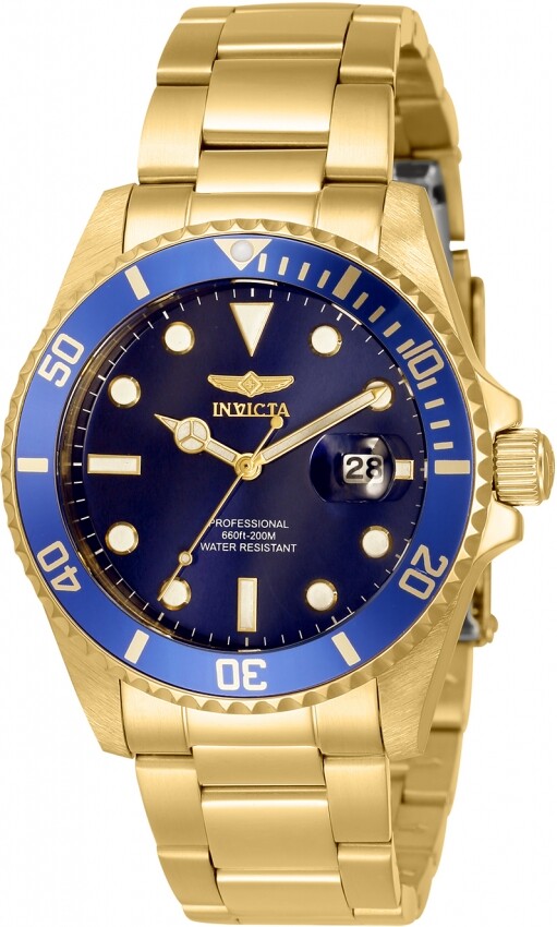 Invicta Pro Diver Quartz Blue Dial Yellow Gold-tone Ladies Watch 33276 - The Watches Men & CO