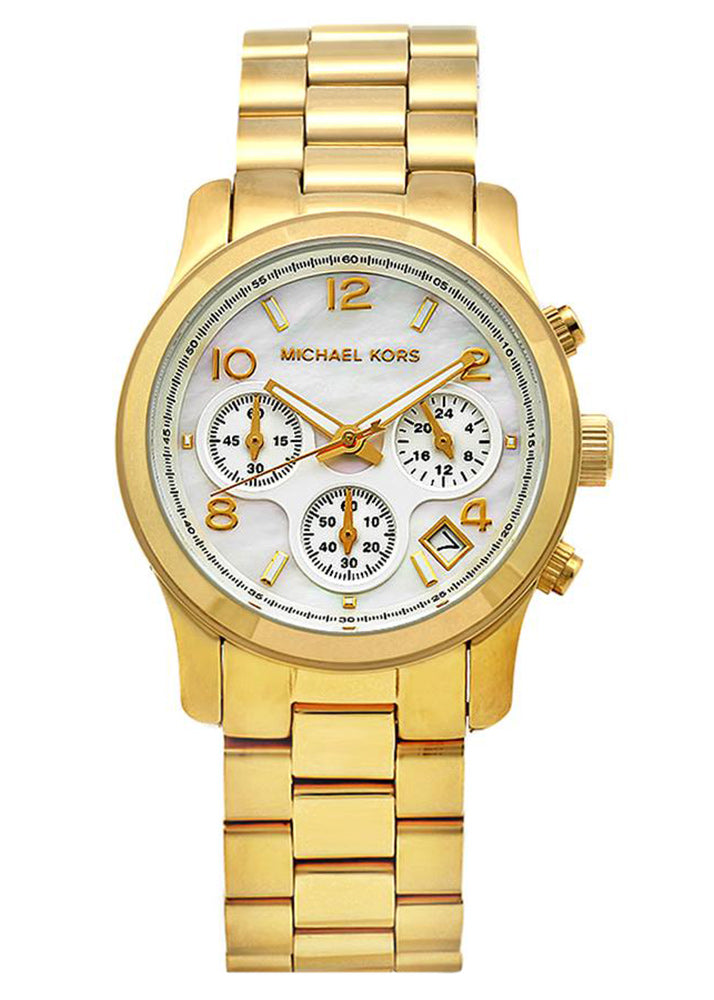 Michael Kors Mother Pearl Chrono Gold Watch  MK5305 - The Watches Men & CO