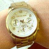 Michael Kors Mother Pearl Chrono Gold Watch MK5305 - The Watches Men & CO #3