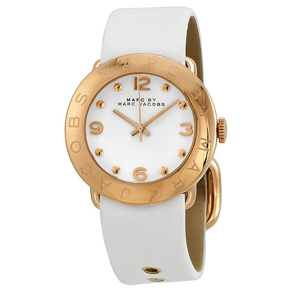 Marc by Marc Jacobs Amy White Dial White Leather Ladies Watch MBM1180 - The Watches Men & CO