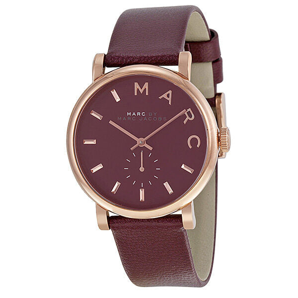 Marc by Marc Jacobs Baker Maroon Dial Moroon Leather Ladies Watch MBM1267 - The Watches Men & CO