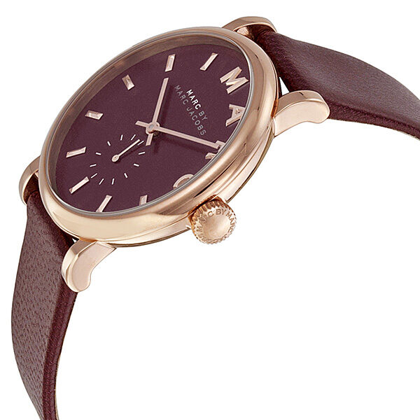 Marc by Marc Jacobs Baker Maroon Dial Moroon Leather Ladies Watch MBM1267 - The Watches Men & CO #2