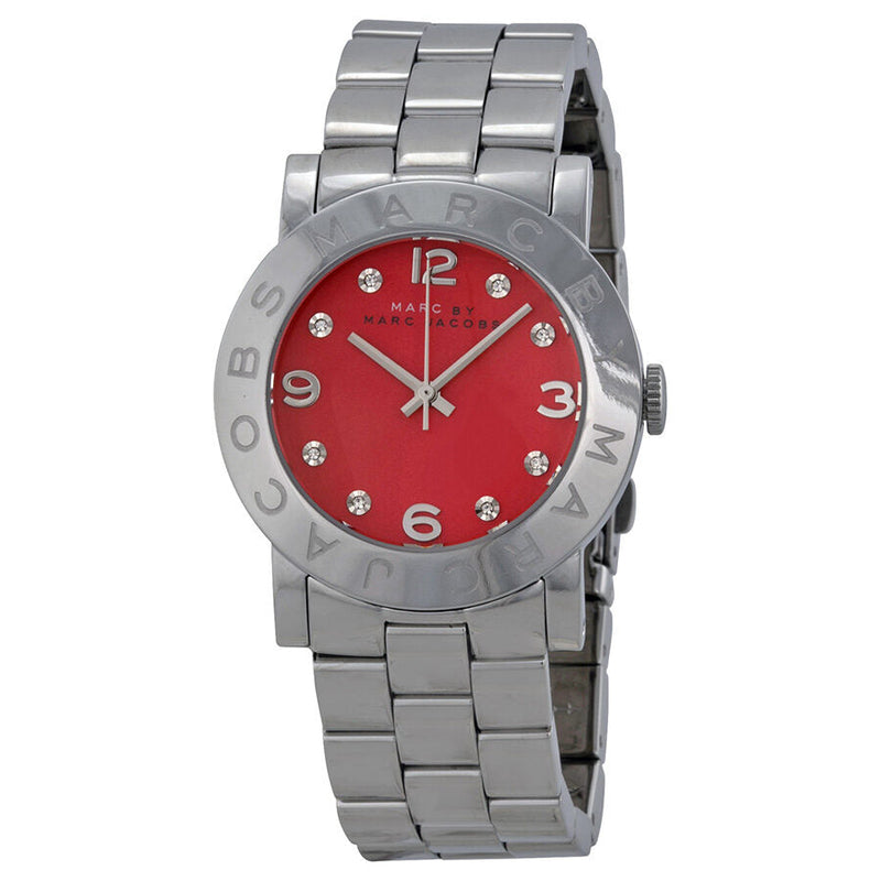 Marc By Marc Jacobs Red Dial Stainless Steel Ladies Amy Watch MBM3302 - The Watches Men & CO