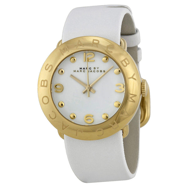 Marc by Marc Jacobs Amy White Dial Gold-tone White Leather Ladies Watch MBM1150 - The Watches Men & CO