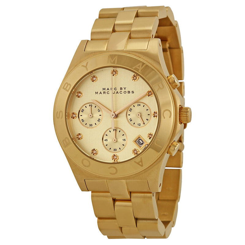 Marc by Marc Jacobs Blade Chronograph Gold Dial Gold-Tone Stainless Steel Ladies Watch #MBM3101 - The Watches Men & CO