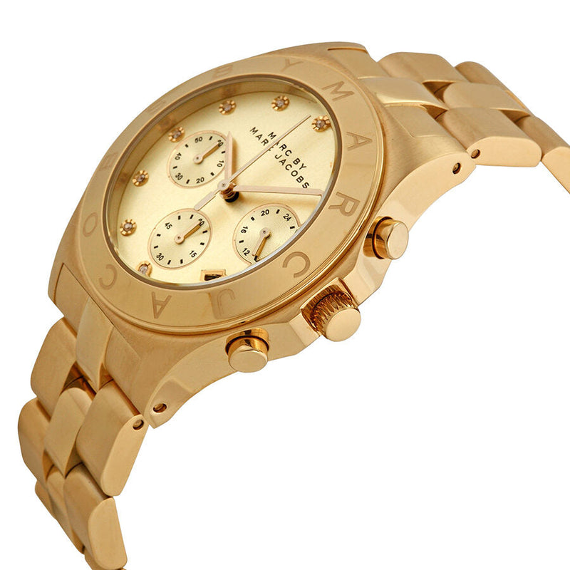 Marc by Marc Jacobs Blade Chronograph Gold Dial Gold-Tone Stainless Steel Ladies Watch #MBM3101 - The Watches Men & CO #2