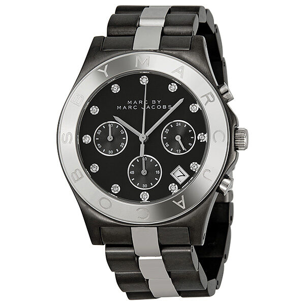 Marc by Marc Jacobs Blade Chronograph Gunmetal and Silver-Tone Ladies Watch MBM3179 - The Watches Men & CO