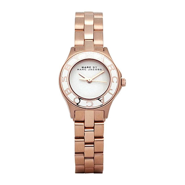 MARC JACOBS SMALL BLADE SILVER WOMENS’ ROSE GOLD LOGO WATCH  MBM3076 - The Watches Men & CO