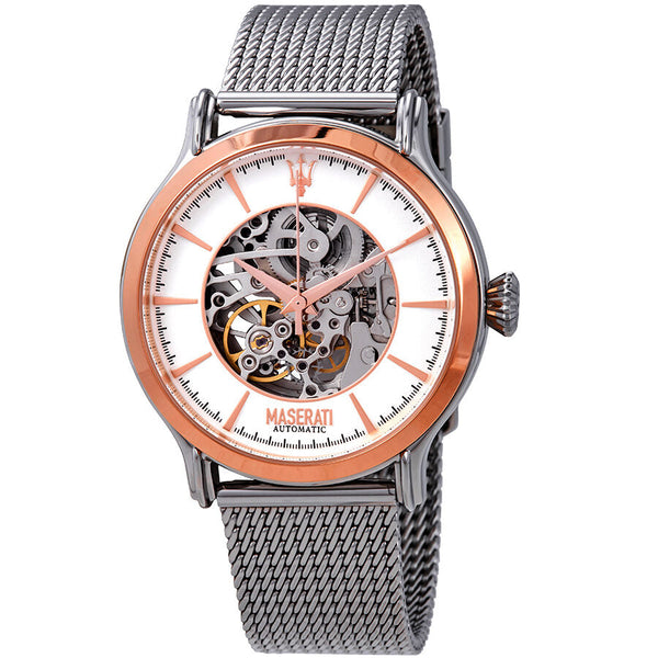 Maserati Epoca Automatic White Open Heart Dial Men's Watch R8823118001 - The Watches Men & CO