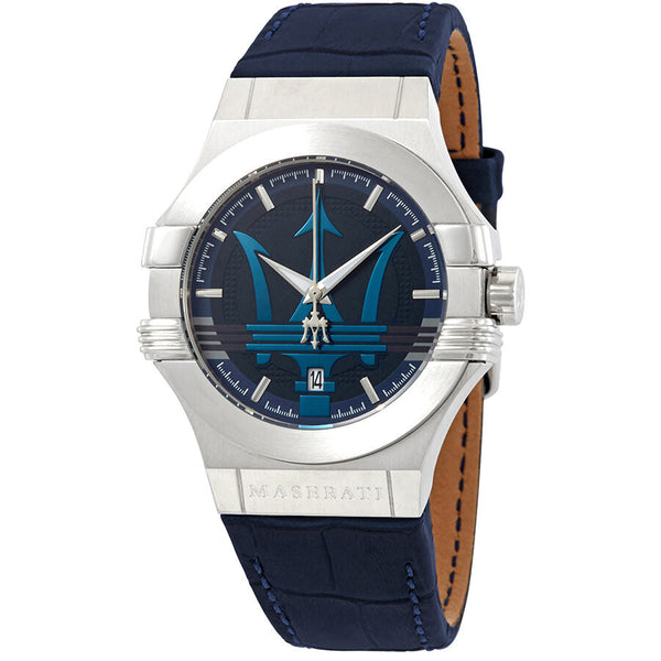 Maserati Potenza Blue Dial Blue Leather Men's Watch R8851108015 - The Watches Men & CO