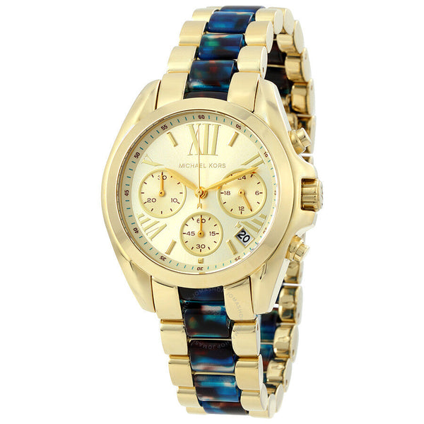 Michael Kors Bradshaw Chronograph Blue Gold Ladies Watch  MK6318 - The Watches Men & CO