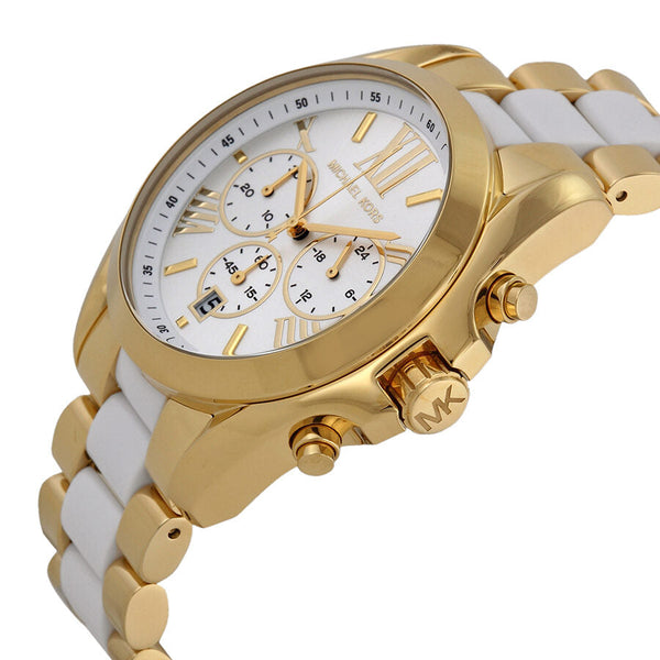 Michael Kors Bradshaw Chronograph White Dial Two-tone Ladies Watch MK5743 - The Watches Men & CO #2