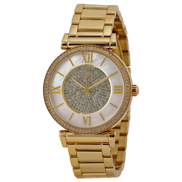Michael Kors Catlin Mother of Pearl Dial Gold-plated Ladies Watch #MK3332 - The Watches Men & CO
