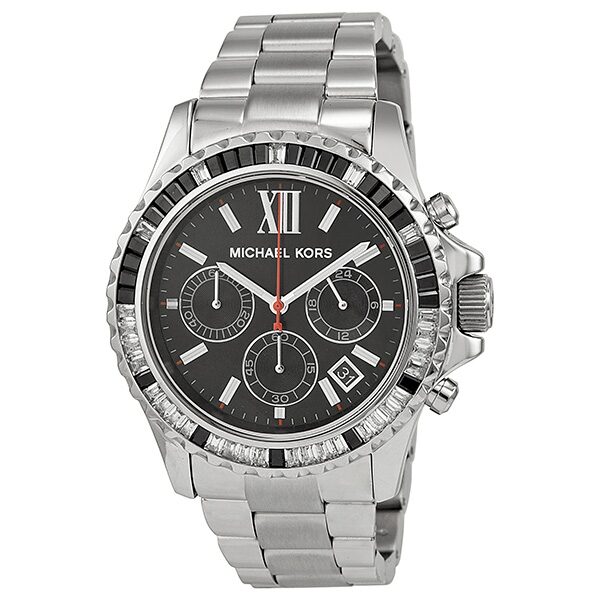 Michael Kors Everest Chronograph Black Dial Stainless Steel Ladies Watch MK5753 - The Watches Men & CO