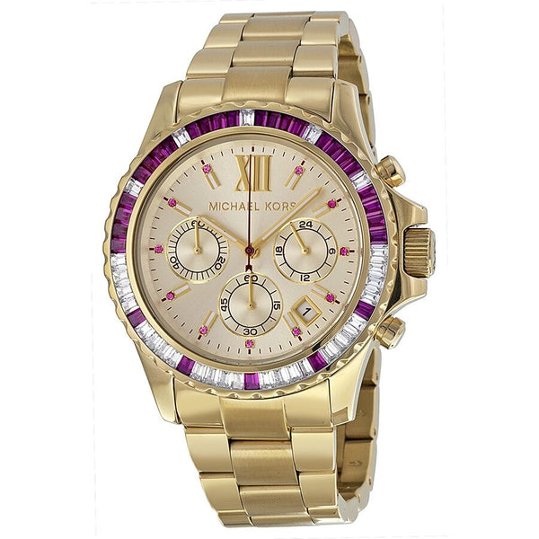 Michael Kors Everest Chronograph Champagne Dial Gold-tone Ladies Watch - The Watches Men & CO