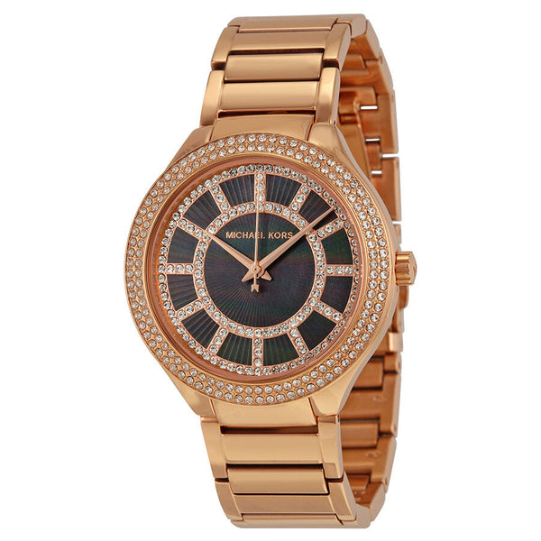 Michael Kors Kerry Black Mother of Pearl Dial Rose Gold-tone Stainless Steel Ladies Watch MK3397 - The Watches Men & CO