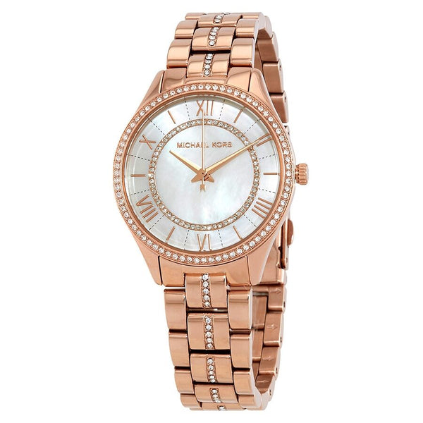 Michael Kors Lauryn Crystal Mother of Pearl Dial Ladies Watch #MK3716 - The Watches Men & CO