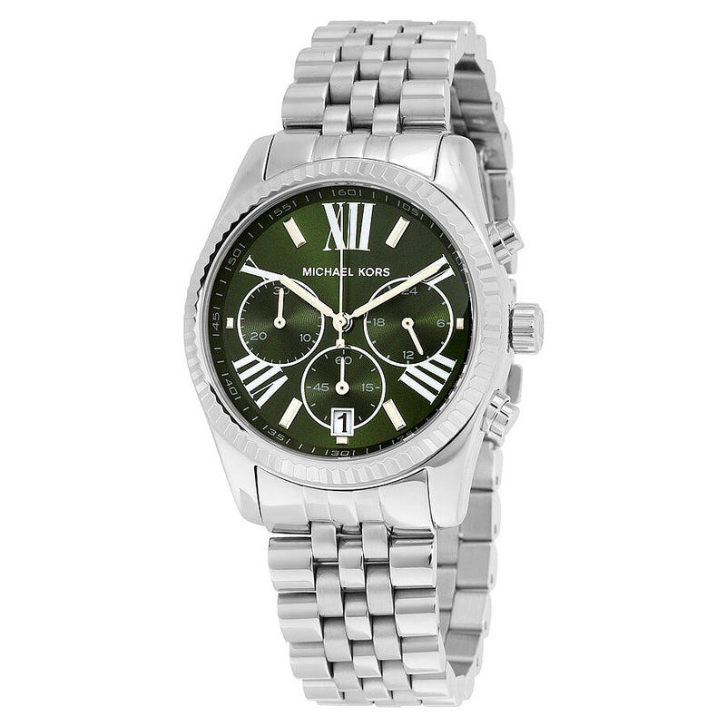 Michael Kors Lexington Chronograph Green Dial Stainless Steel Ladies Watch MK6222 - The Watches Men & CO