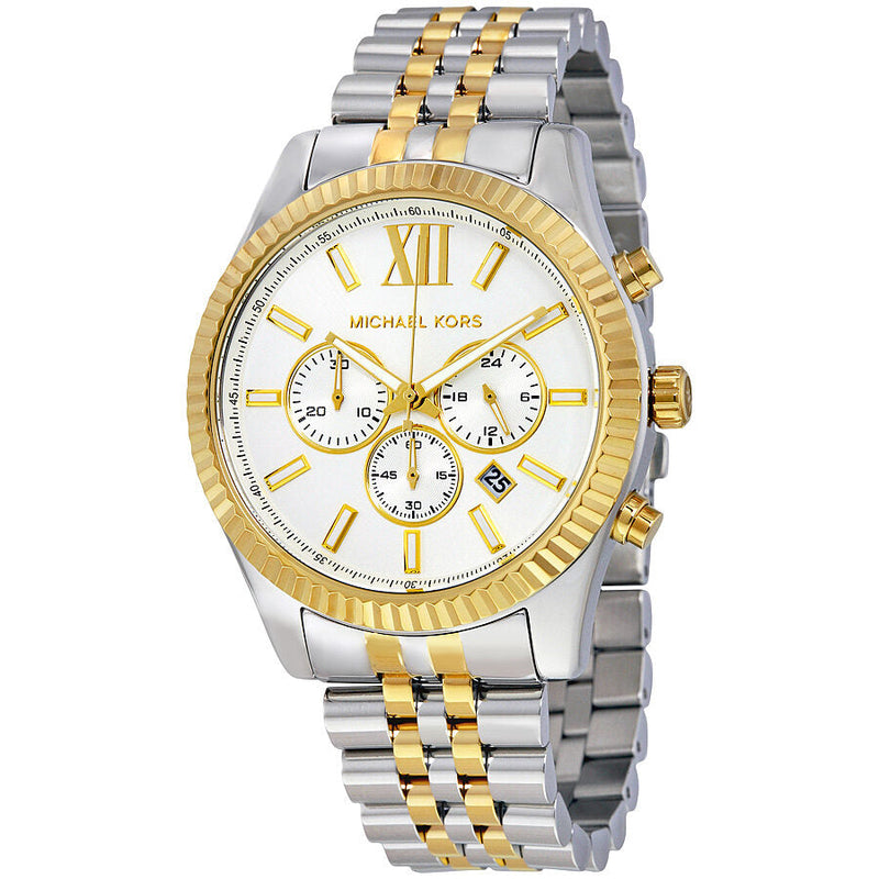 Michael Kors Lexington Chronograph White Dial Men's Watch #MK8344 - The Watches Men & CO