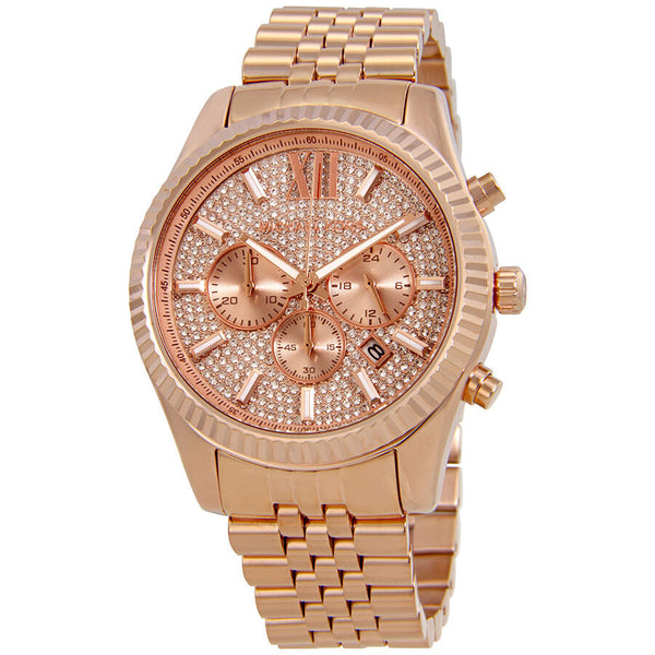 Michael Kors Lexington Crystal Pave Dial Ladies Chronograph Watch MK8580 - The Watches Men & CO