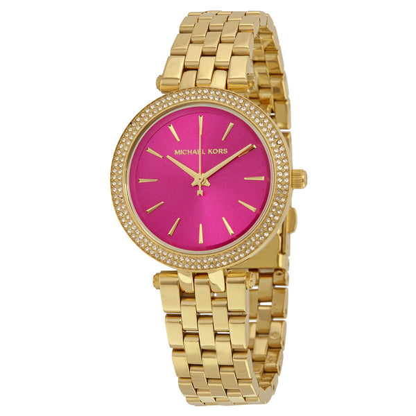 Michael Kors Mini Darci Fuchsia Dial Gold tone Ladies Watch MK3444