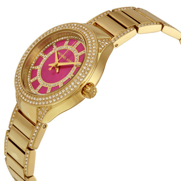 Michael Kors Mini Kerry Fuchsia Dial Gold-tone Ladies Watch MK3442 - The Watches Men & CO #2