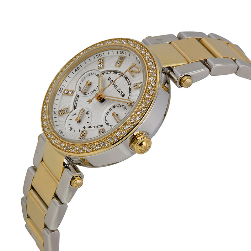 Michael Kors Mini Parker White Glitz Dial Steel Ladies Watch #MK6055 - The Watches Men & CO #2