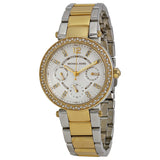 Michael Kors Mini Parker White Glitz Dial Steel Ladies Watch #MK6055 - The Watches Men & CO