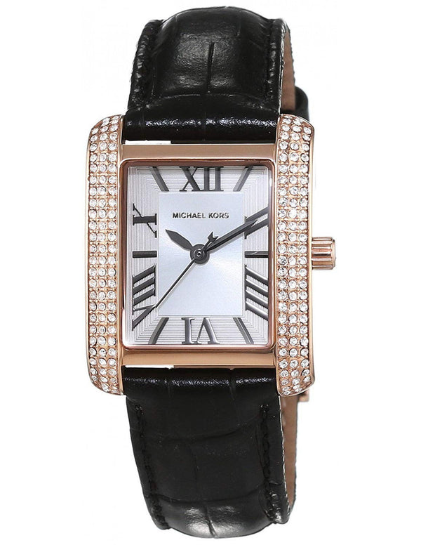 Michael Kors Rose Quartz Black Leather Ladies Watch  MK2336 - The Watches Men & CO